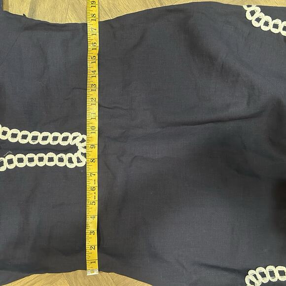 Sail To Sable Linen Tunic Dress Blue Long Sleeve V-Neck Coastal Women's Size 2 - Picture 8 of 10